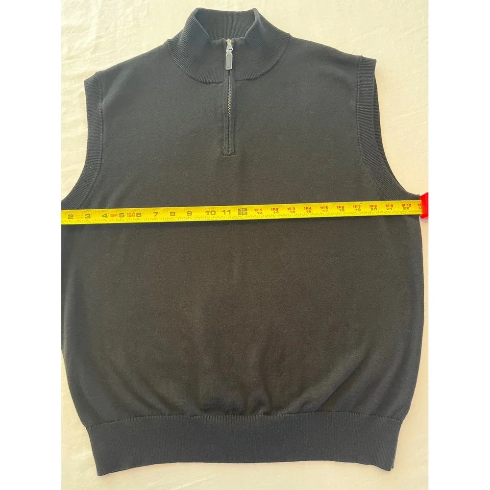 Tour Play Mens Sweater Vest Quarter Zip Sleeveless Knit Mock Neck‎ Black Large